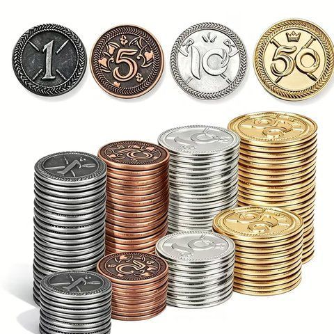 Metal Coins for DnD and Board Games with Denominations Gl74MC photo