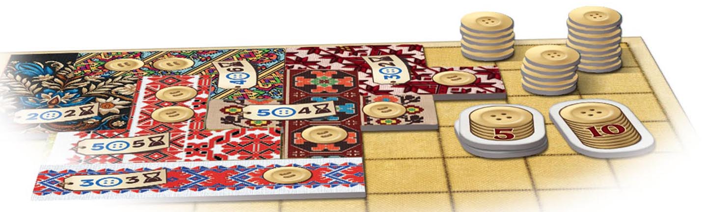 Настільна гра Печворк. Український фольклор (Patchwork) Компоненти настільної гри Печворк. Український фольклор (Patchwork)